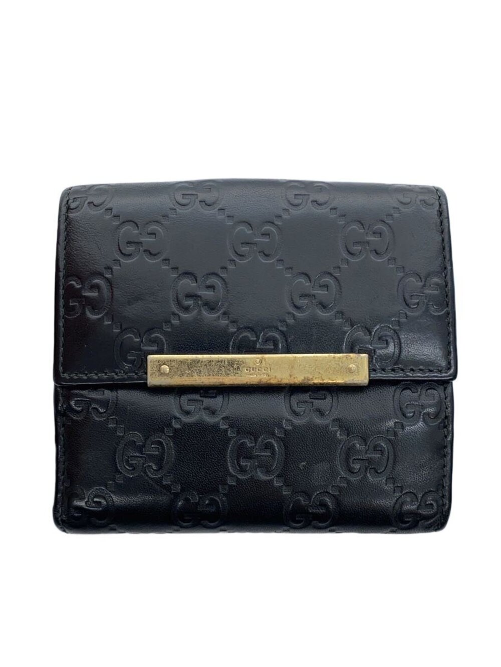 Gucci Key Case Wallet Leather Black GG